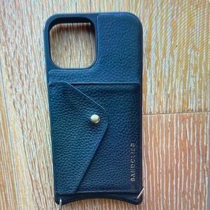 Bandolier Black Leather Phone Case with Gold Accent